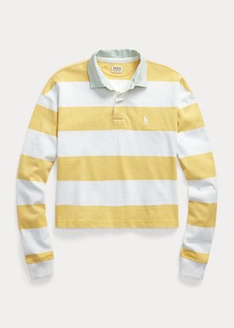 Yellow / White Women’s Ralph Lauren Striped Cropped Jersey Rugby Polo Shirts