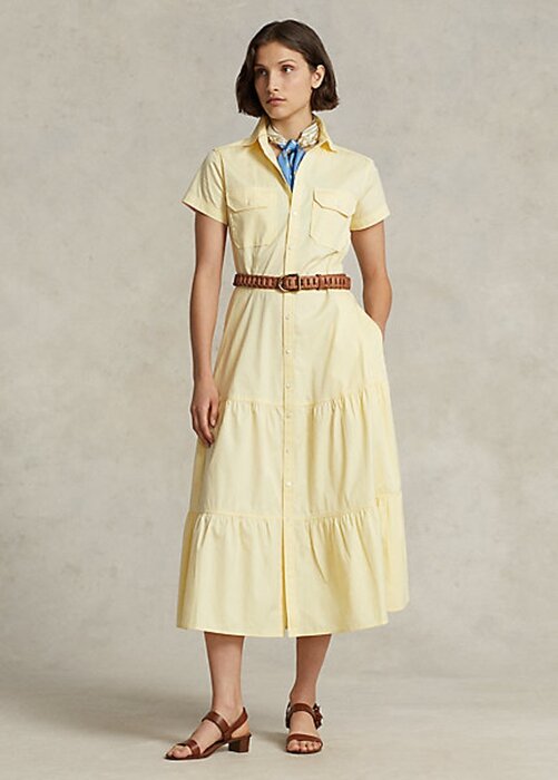 Yellow Women’s Ralph Lauren Belted Tiered Dress Yellow Women’s Ralph Lauren Belted Tiered Dress