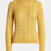 Yellow Women’s Ralph Lauren Cable-Knit Silk Crewneck Sweaters